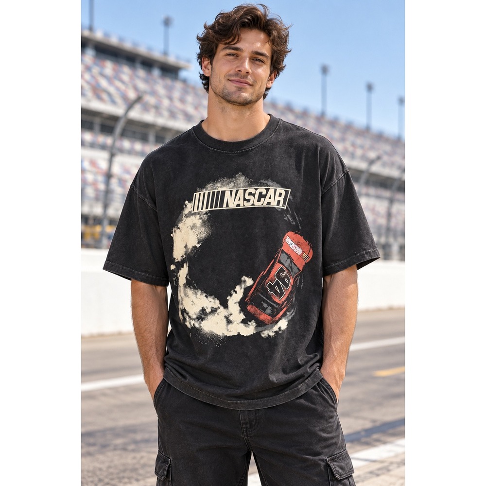 NASCAR Graphic Tee Mens XL Extra Large Black NEW Distressed Racing T-Shirt